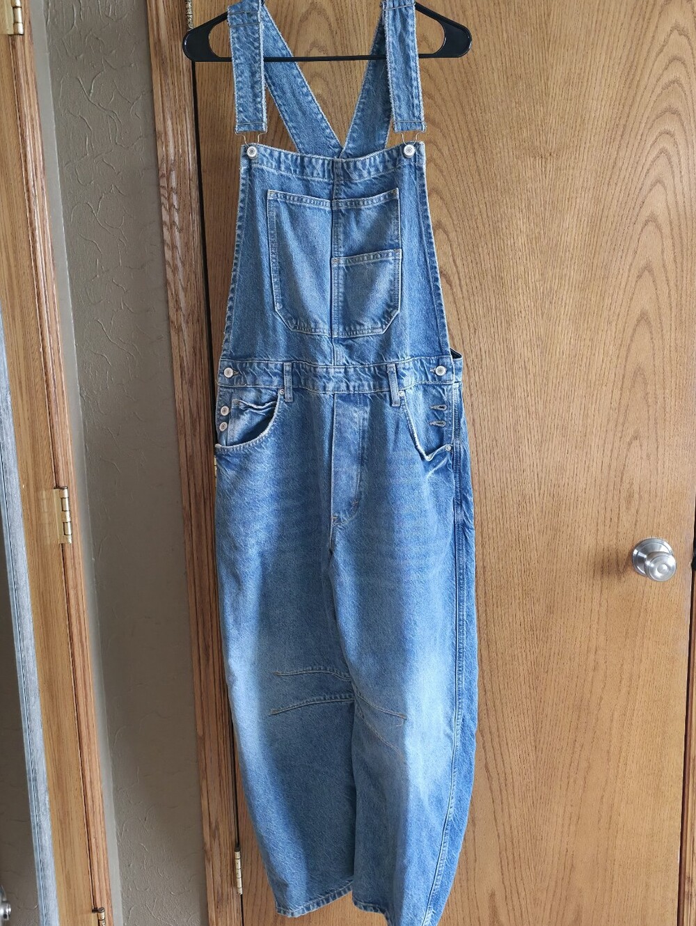 We The Free Light Blue Barrel Denim Overalls XL